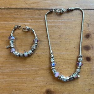 Necklace and bracelet set. Love , smile, dream.